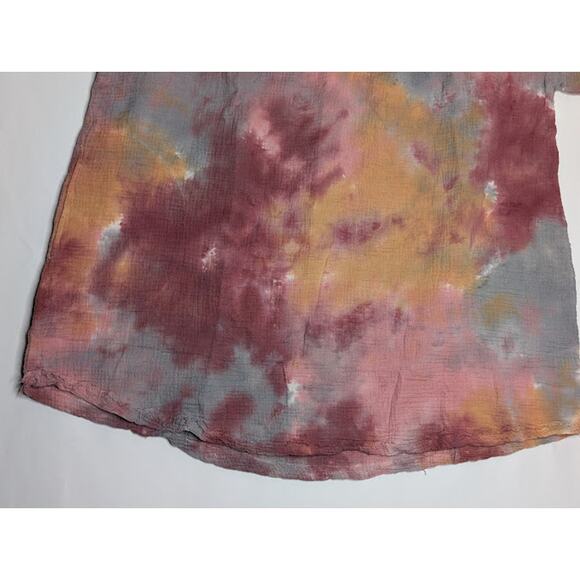 EASEL Womens Hippie BOHO 100% Cotton Tie Dye gauzy tunic Shirt size Large NWT - Picture 2 of 8